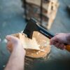 Fiskars Chopping Axe XS X7, Includes Storage and Carrying Case, Length: 35.5 cm, Non-Stick Coating, High Steel Blade/Fibreglass Handle, Black/Ora
