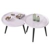 JKGHK Nesting Coffee Table Wood RoundModern Accent Sofa Side End TablesCreative Coffee TablesNightstand Set Of 2 With Adjustable Foot Pad For Liv