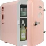Koolatron Retro 4L 6 Can Portable Mini Fridge Compact Refrigerator for Bedroom Skincare Cosmetic Beauty Personal Cooler 12V and AC Cords, Desktop