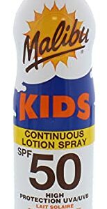 Malibu Kids High Protection Water Resistant SPF 50 SunScreen Continuous Lotion Spray 175ml