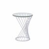 Modern Small Table Round Metal Dining Table Side Table Creative Small Coffee Table Round Tempered Glass Countertop Spiral Design Living room and