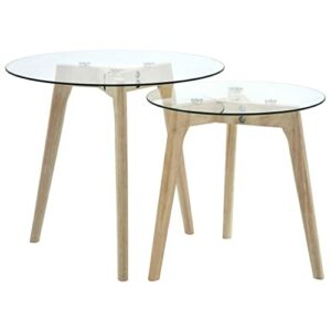 NXYJD Modern 2pcs Round Side Table Set Dining Tables for Living Room Study Coffee Table Glass Tabletop