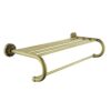 Lucyound Bath Towel Rail with Shelf, Wall Mounted Towel Rack for Bathroom, Style Petal Relief Bathroom Decor Accessories, Antique Gold, Brass, 60