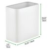 mDesign Metal Wastepaper Bin — Compact Rectangular Bathroom Bin — Rubbish Basket for Home and Office — White