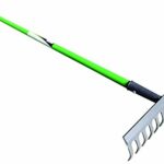 Green Blade BB-GR101 12-Teeth Carbon Steel Garden Rake with PVC Grip - Leaf green/brown