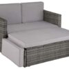 EVRE Outdoor Rattan Garden Love Bed Furniture Set Patio Conservatory Grey