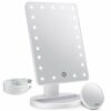 Makeup Vanity Mirror with Lights, Lighted Makeup Mirror with Detachable 10X Magnification, 21 Led Lights Adjustable Dimming Touch Sensor, Dual Po