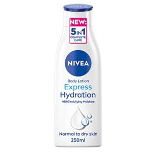 NIVEA Express Hydration Body Lotion 250ml Pack of 6 Fast Absorbing NIVEA Moisturiser for Dry Skin Made with Deep Moisture Serum and Sea Minerals