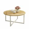 CJXin Living Room Coffee Table Wooden Stable Round Table Sofa Side Table The Mall Corridor Negotiating Table Single Layer Coffee Table Save Space