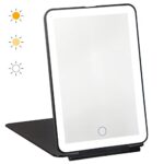 LED Travel Makeup Mirror 3 Colour Light Rechargeable Portable Compact Vanity Mirror Perfect for Travel Makeup  Beauty Needs Christmas Birthday Gi