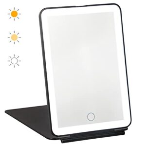LED Travel Makeup Mirror 3 Colour Light Rechargeable Portable Compact Vanity Mirror Perfect for Travel Makeup  Beauty Needs Christmas Birthday Gi