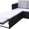 EVRE Outdoor Rattan Garden Love Bed Furniture Set Patio Conservatory Grey