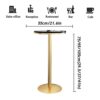 FLBT Golden Leg Round Bar Table High Table with Marble Countertop and Metal Base Double Storage Marble Top Easy to Clean Suitable for Home Decora