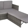 EVRE Outdoor Rattan Garden Love Bed Furniture Set Patio Conservatory Grey