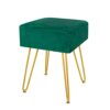 TOUCH-RICH Velvet Footrest Stool Ottoman Round/Square Modern Upholstered Vanity Footstool Side Table Seat Dressing Chair with Golden Metal Leg(Bl