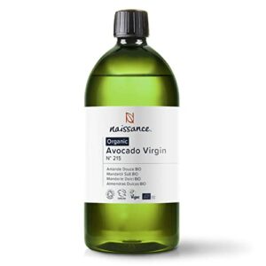 Naissance Organic Avocado Oil No. 231  1 Litre  Natural Unscented Certified Organic Vegan  Ideal for Aromatherapy and as a Massage Base Oil and D