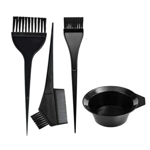 JagKul 4PCS Hair Dye Brush and Mixing Bowl Set Tint Comb For Hair Professional Salon Hair Coloring Dyeing Kit Angled Comb and Brush