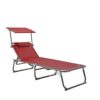 Homecall XXL Aluminium Sun Lounger with Sun Roof Three-Legged Beach bed 200x70 cm Maximum Load 150 kg, Grey textilene, Quick Dry Foam