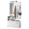 Julie Hall Tree with Shoe Cabinet Wall Panel Shelf  Mirror Matte Sonoma Oak