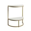 YAYADUStorage Basket Small Side Table Semicircle Metal End Table Coffee Table Bedside Table For Small Spaces Living Room Balcony Bedroom Color  G