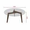 ZWJLIZI Round coffee table transparent tempered glass countertop walnut color solid wood wood grain table base living room sofa table Size  50X45