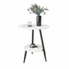 Table Nordic Marble Coffee Sofa Side 2tier Modern Small Round Wrought Iron Frame For Living Room Bedroom Balconywhite