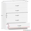 Vida Designs White Chest of Drawers, 5 Drawer With Metal Handles and Runners, Unique Anti-Bowing Drawer Support, Riano Bedroom Furniture
