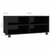 Ausla TV Stand for Living Room with 4 Wheels Mobile TV Table Modern Wooden TV Stand with 4 Open Compartments Glossy Black 90 x 35 x 35 cm
