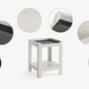 Tok Mark Traders  White High Gloss Side Table SShape 2 Tier Modern Coffee Table With Storage Wooden Living Room Furniture Best for Placing books