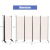 JVVMNJLK 4 Panel Room Divider 6Ft Portable Office Divider Convenient Movable Folding Partition Privacy Screen for Bedroom Dining Room Study Beige