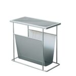 Slim Sofa Side Table Living Room Storage Coffee Table 30CM Accent Tables with Marble Top Goldsilver Metal Framefor BedroomSize55CMColorSilver