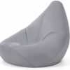 Bean Bag Bazaar High Back Chair and Footstool Combo 65cm x 87cm  Indoor Outdoor Water Resistant BeanBag Grey