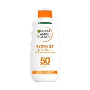 Garnier Ambre Solaire Hydra 24 Hour Protect Hydrating Protection Lotion SPF50 High Sun protection Factor 50 Water Resistant Sunscreen with Shea B
