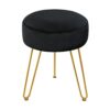 TOUCH-RICH Velvet Footrest Stool Ottoman Round/Square Modern Upholstered Vanity Footstool Side Table Seat Dressing Chair with Golden Metal Leg(Bl