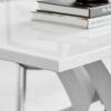 Furniturebox UK Atlanta 4 Rectangle White High Gloss Chrome Metal Modern Stylish 4 Seater Dining Table And 4 Luxury Faux Leather Lorenzo Dining C
