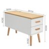 oiakus Sofa Side Table Wood Side Night Stand Table with Double Drawer Nordic Coffee Table Storage Table Save Space Multifunction Locker Lamp Tabl