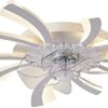 Becailyer 25in Modern Ceiling Fan with Lights, 50W Remote Control Dimming 5-Leaves Shape Led Flush Mount Ceiling Fan Lamp 6 Gear Wind Speed Quiet