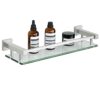 SAYAYO Bathroom Shelf Tempered Black Glass Shelf with Square Rail Wall Mounted 16 Inches, SUS304 Stainless Steel Brushed Nickel, EGC2000-40-LS