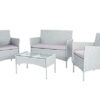 Xhomrattan Rattan Garden Furniture Sets 4 Piece Outdoor Garden Patio Furniture with Thick Cushion 2 Seaters Wicker Rattan Sofa Chairs Coffee Tabl