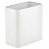 mDesign Metal Wastepaper Bin — Compact Rectangular Bathroom Bin — Rubbish Basket for Home and Office — White