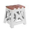 KEAICO Folding Step Stool for Children & Adults Multifunctional Lightweight Plastic Footstool Foldable Design 33cm High Khaki