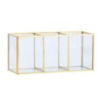 Gold Makeup Brush Holder Organizer Makeup Organiser with 3 Compartments Gold Transparent Cosmetic Holder Makeup Storage Box for Brushes Eyeliner