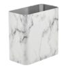 mDesign Metal Wastepaper Bin — Compact Rectangular Bathroom Bin — Rubbish Basket for Home and Office — White