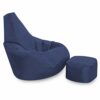 Bean Bag Bazaar High Back Chair and Footstool Combo 65cm x 87cm  Indoor Outdoor Water Resistant BeanBag Grey