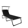 Homecall XXL Aluminium Sun Lounger with Sun Roof Three-Legged Beach bed 200x70 cm Maximum Load 150 kg, Grey textilene, Quick Dry Foam