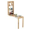 Wall Mounted Folding Table Multifunction Storage Rack With Storage Compartments Space Saving Retractable Computer Desk for Balcony Bay Window Liv