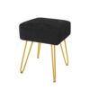 TOUCH-RICH Velvet Footrest Stool Ottoman Round/Square Modern Upholstered Vanity Footstool Side Table Seat Dressing Chair with Golden Metal Leg(Bl