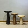 Mushroom Round Side End Table Bespoke Wooden Coffee Table 35 cm Diameter 35 Black