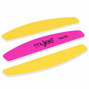 Mylee 3 Pack Double Sided Half Moon Nail File 100180 Grit  Salon Quality Nails Professional manicure tool  Use on Natural Nails or Extensions