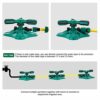 WISDOMWELL Garden Sprinkler Adjustable water spray range Suitable for large areas of lawn Automatic 360 Degree 3 Arm Rotating Sprinkler System Sp